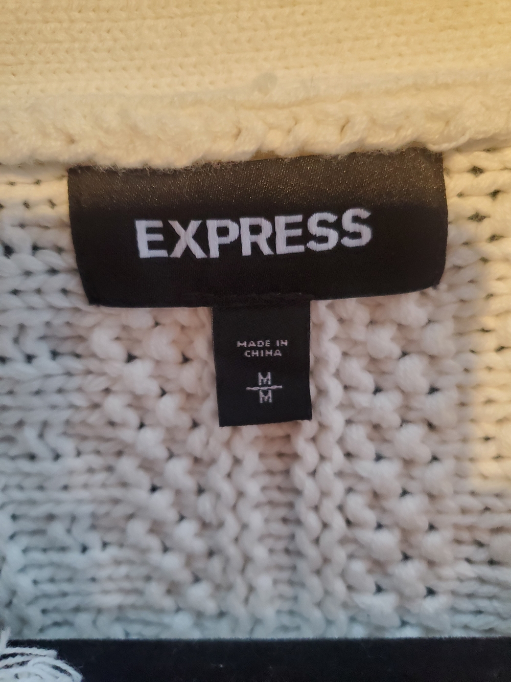 Express Cream Fringe-Trim Gold-Button Knit Cardigan - Picture 7 of 8
